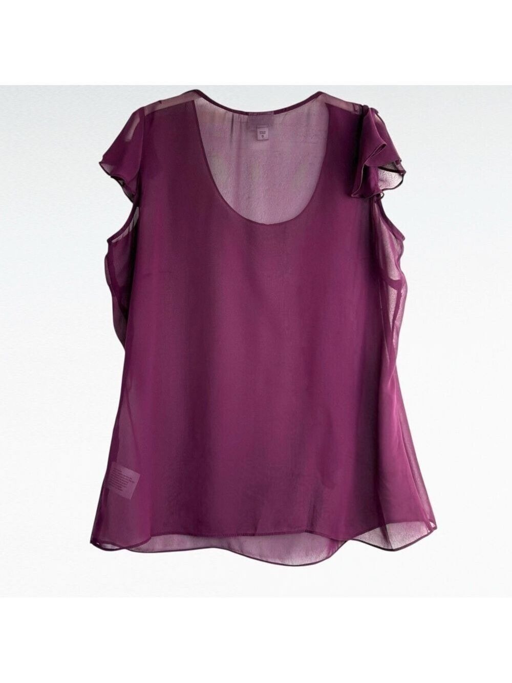 Worthington Dark Fairy Feminine Sheer Ruffle Top L Flutter Sleeve y2k WhimsiGoth - Picture 3 of 7